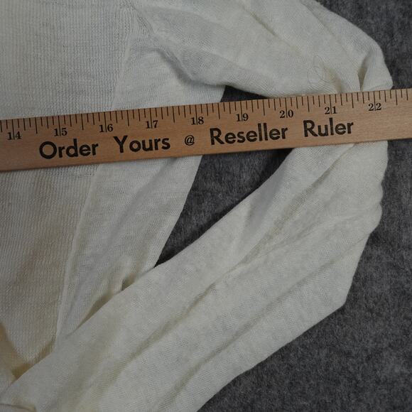 Eileen Fisher Cardigan Womens Large Linen Blend Open Knit Waterfall Beachy White - Picture 8 of 10